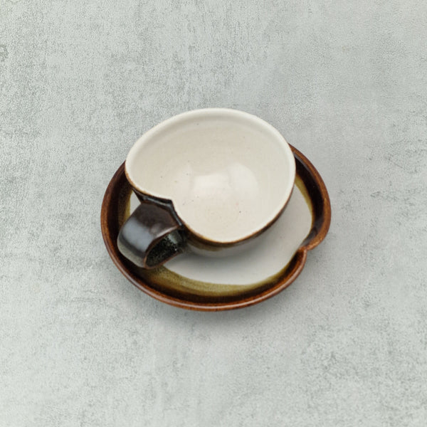 Mocha Blush & Tenmoku Single Espresso Cup & Saucer