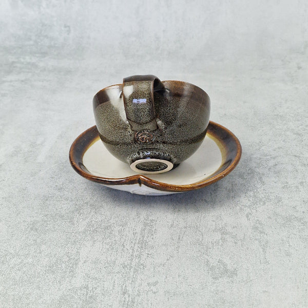 Mocha Blush & Tenmoku Single Espresso Cup & Saucer