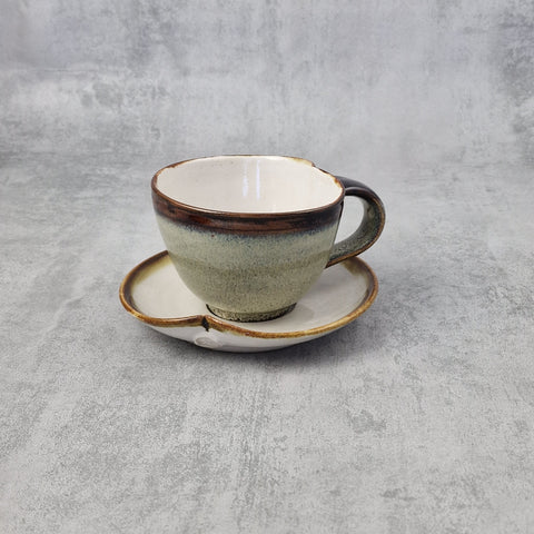 Nuka & Tenmoku Cappuccino Cup & Saucer