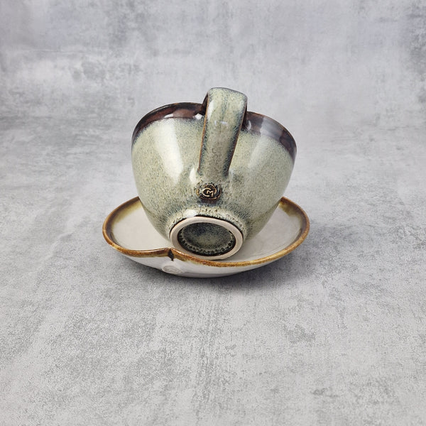 Nuka & Tenmoku Cappuccino Cup & Saucer