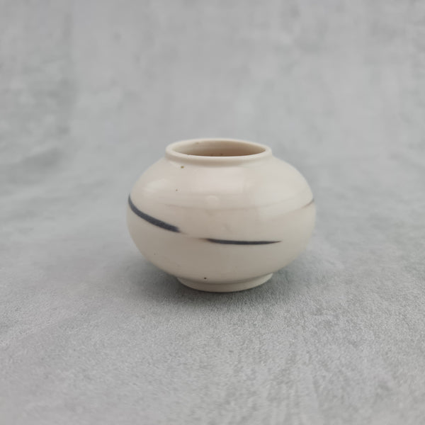Porcelain Mini Moon Jar with Black Swirl
