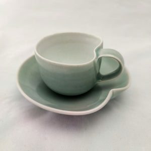 Porcelain Double Espresso Cup & Saucer