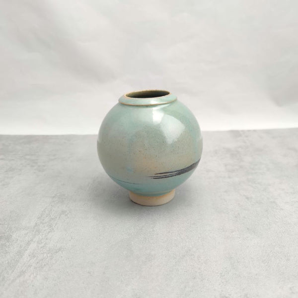 Turquoise and Black Porcelain Moon Jar