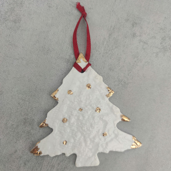 Porcelain & Gold Lustre Hanging Christmas Decorations